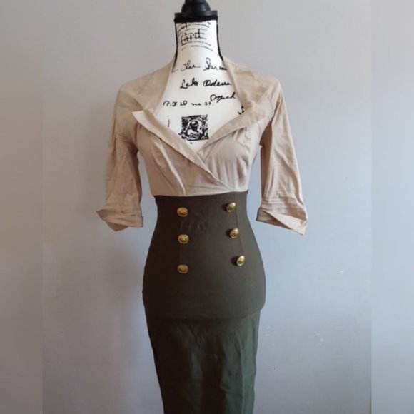 pinup couture military secretary dress
